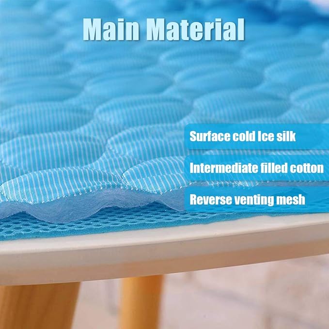 Washable Dog Cooling Mat Ice Silk Cooling Mat for Dogs Pet Self Cooling Pad Blanket Dog Cool Pad for Indoor & Outdoor Car Seats (Blue, 20x16 in)