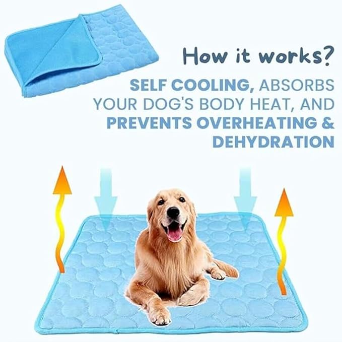 Dog Cooling Mat, Pet Cooling Mats, Summer Cool Pads Pet Mat Outdoor for Dogs & Cats, Pet Bed Mats Machine Washable (Blue, 70×55 cm | 28×22")