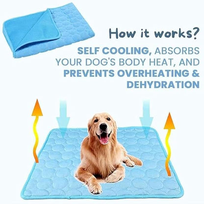 Dog Cooling Mat, Pet Cooling Mats, Summer Cool Pads Pet Mat Outdoor for Dogs & Cats, Pet Bed Mats Machine Washable (Blue, 70×55 cm | 28×22")