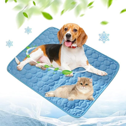 Dog Cooling Mat, Pet Cooling Mats, Summer Cool Pads Pet Mat Outdoor for Dogs & Cats, Pet Bed Mats Machine Washable (Blue, 70×55 cm | 28×22")