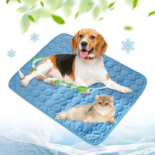 Dog Cooling Mat, Pet Cooling Mats, Summer Cool Pads Pet Mat Outdoor for Dogs & Cats, Pet Bed Mats Machine Washable (Blue, 70×55 cm | 28×22")