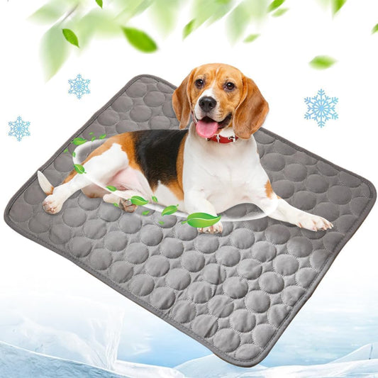 Cooling Mat for Dog Puppy Cat Washable Cooling Pad, Reusable Ice Silk Dog Self Cooling Mat, Sleeping Pad Blanket for Beds Kennels Couches Sofa Floors Car Seats, Large, Grey