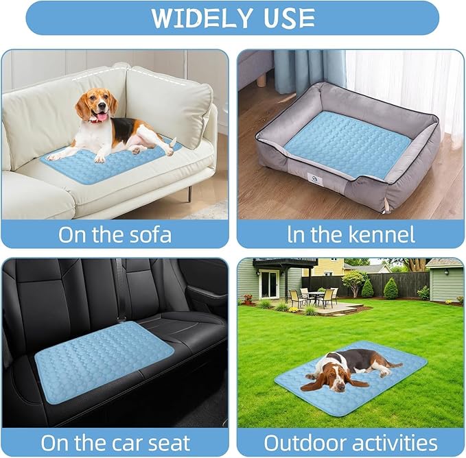 Dog Cooling Mat, Pet Cooling Mats, Summer Cool Pads Pet Mat Outdoor for Dogs & Cats, Pet Bed Mats Machine Washable (Blue, 70×55 cm | 28×22")