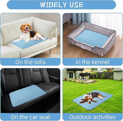 Dog Cooling Mat, Pet Cooling Mats, Summer Cool Pads Pet Mat Outdoor for Dogs & Cats, Pet Bed Mats Machine Washable (Blue, 70×55 cm | 28×22")