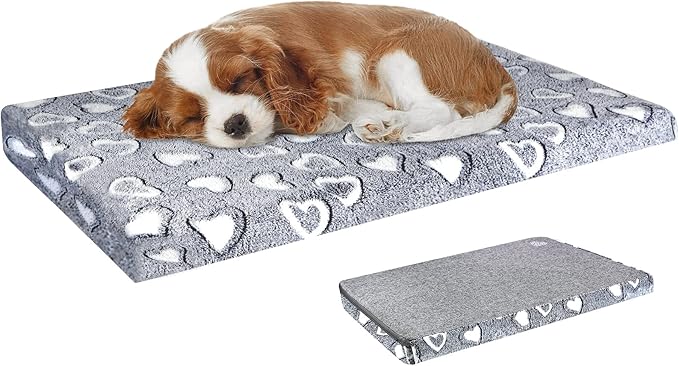 Reversible Cool and Warm Dog Bed Mat for Crates - Stylish Pad With Waterproof Inner Linings and Removable Machine Washable Cover, Firm Support for Small to XX-Large Dogs, Grey