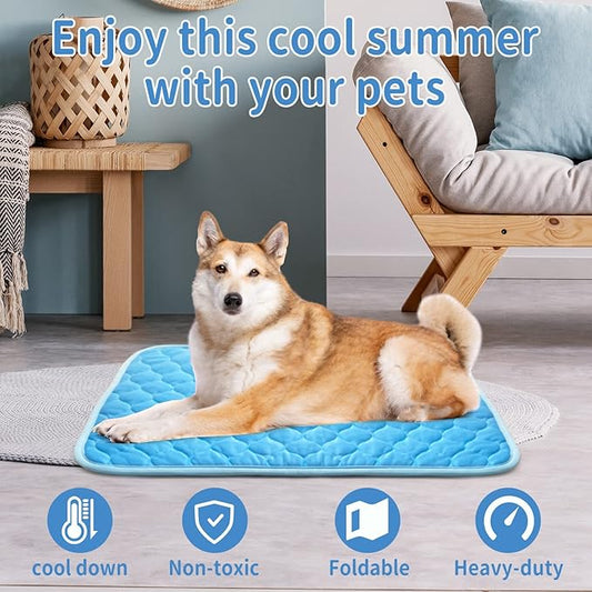 Dog Cooling Mat Non-Toxic Self Cooling Pad for Dogs Cats in Hot Summer Cool Pad Washable & Easy Clean