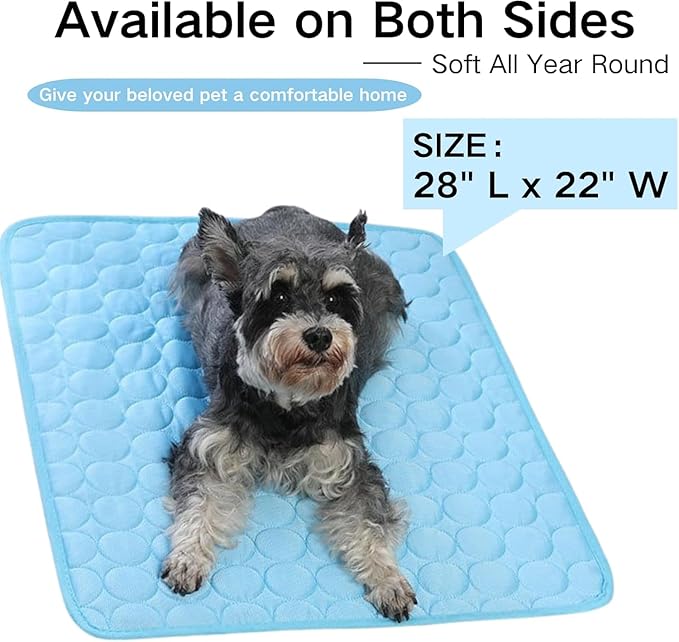 Dog Cooling Mat, Pet Cooling Mats, Summer Cool Pads Pet Mat Outdoor for Dogs & Cats, Pet Bed Mats Machine Washable (Blue, 70×55 cm | 28×22")