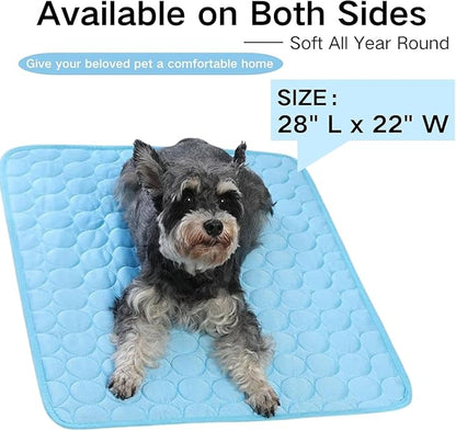 Dog Cooling Mat, Pet Cooling Mats, Summer Cool Pads Pet Mat Outdoor for Dogs & Cats, Pet Bed Mats Machine Washable (Blue, 70×55 cm | 28×22")