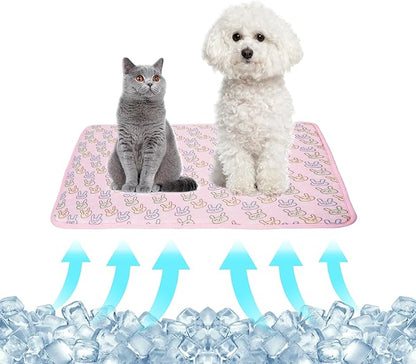 Pet Cooling Mat Cat Dog Cushion Pad Summer Cool Down Comfortable Soft for Pets and Adults (M, Pink)