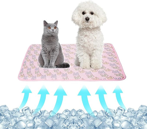 Pet Cooling Mat Cat Dog Cushion Pad Summer Cool Down Comfortable Soft for Pets and Adults (M, Pink)