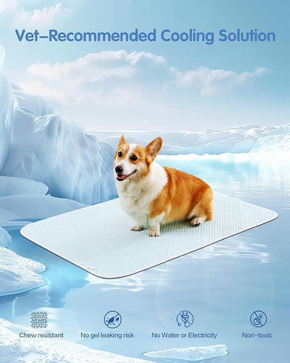 Dog Cooling Mat - Instant Cooling Pet Bed for Dogs & Cats, 6-12°F Drop, Non-Toxic & Machine Washable, Anti-Slip Bottom, Cool Mat for Indoor & Travel Use Light Blue 24" x 18"