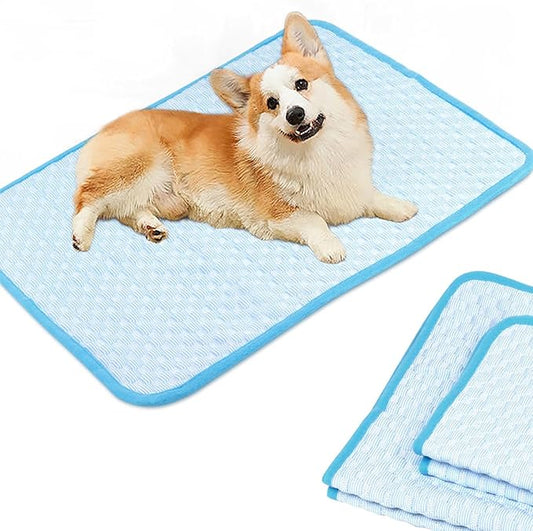 Cooling Mat Pad for Dogs Cats Ice Silk Cooling Bed for Dogs Ice Bed for Cats Pet Mats for Cats Bed Dog Pad Pupy Pad for 5Kg Pet (S/50X40CM)